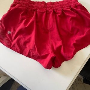 Lulu lemon size 6 hottie-hot short, red. Like new 2.5inch